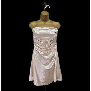 NWT Windsor Satin Mini Dress M Cream Strapless Party Hoco Parisian Chic Cocktail